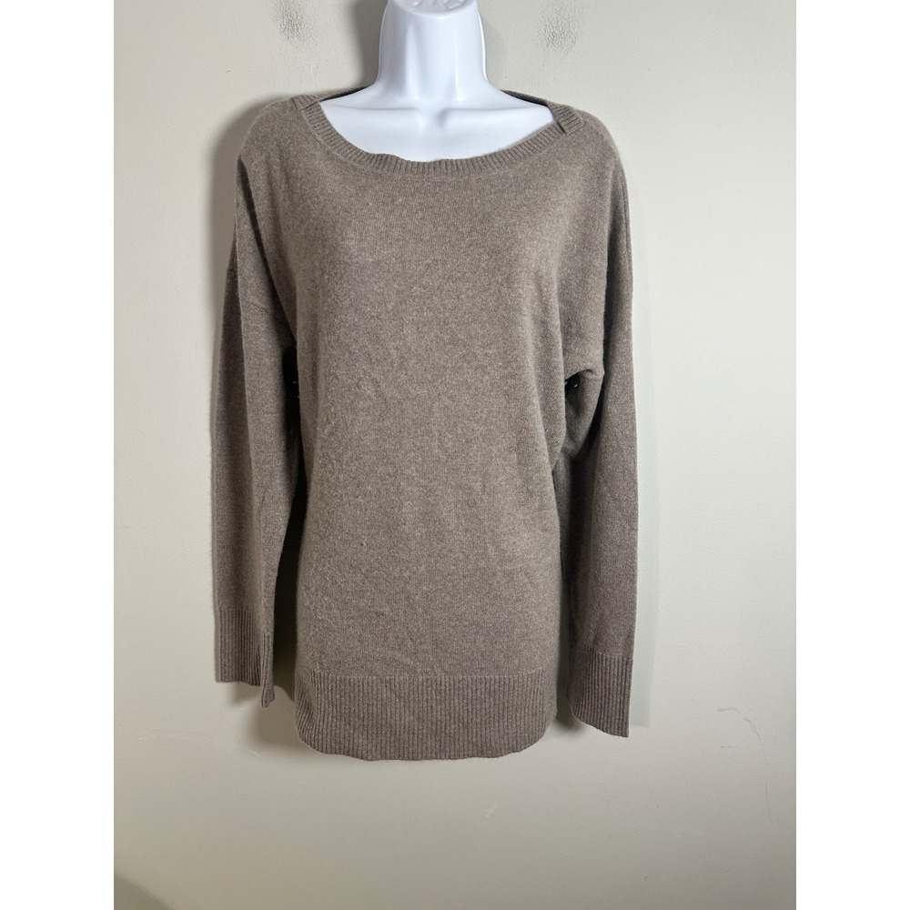 Adrienne Vittadini 100% 2-Ply Cashmere Scoop Neck Sweater Taupe XL RN 75343
